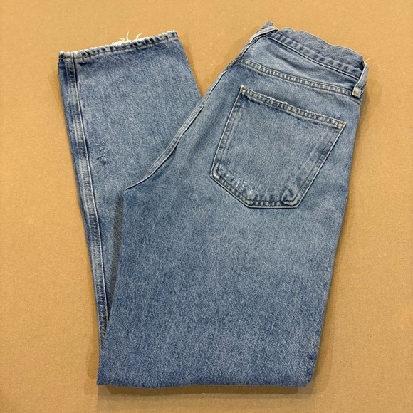 Agolde Denim - AGOLDE 90s Mid Rise Straight Leg Distressed Jeans Light Wash Size 27